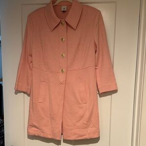 CAbi Take 5 Topper Pink Trench Coat with Gold Buttons size M